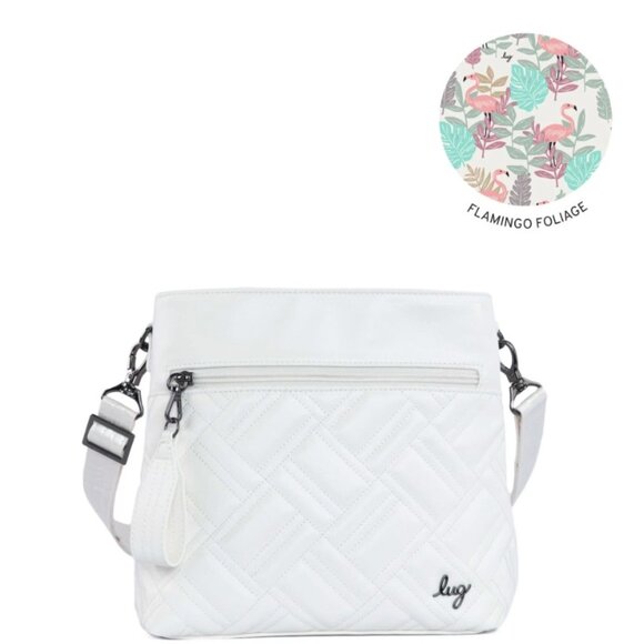 Lug Double Dip Satin Luxe VL Crossbody Bag Metallic Diamond White - Picture 1 of 11